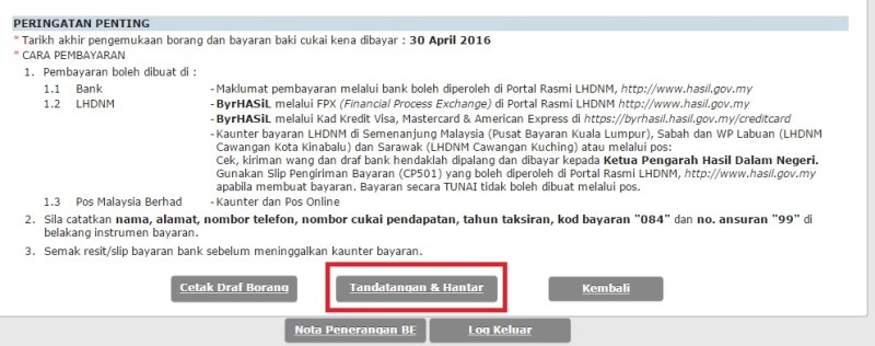Fill the form tp verified the taxes in e filing lhdn in johor bahru website