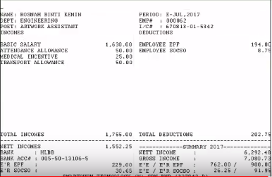 Payslip Format With No Frame