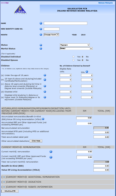 Example of PCB Calculator for Malaysia Payroll